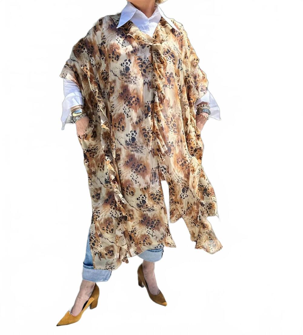 NEW DAVI & DANI feral overlay kimono in beige